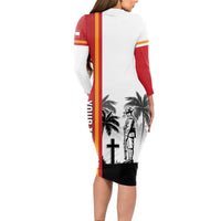 French Polynesia Armistice Day Long Sleeve Bodycon Dress Lest We Forget Flag Style