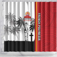 French Polynesia Armistice Day Shower Curtain Lest We Forget Flag Style