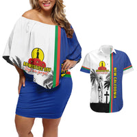 New Caledonia Armistice Day Couples Matching Off Shoulder Short Dress and Hawaiian Shirt Lest We Forget Flag Style LT05 Navy - Polynesian Pride