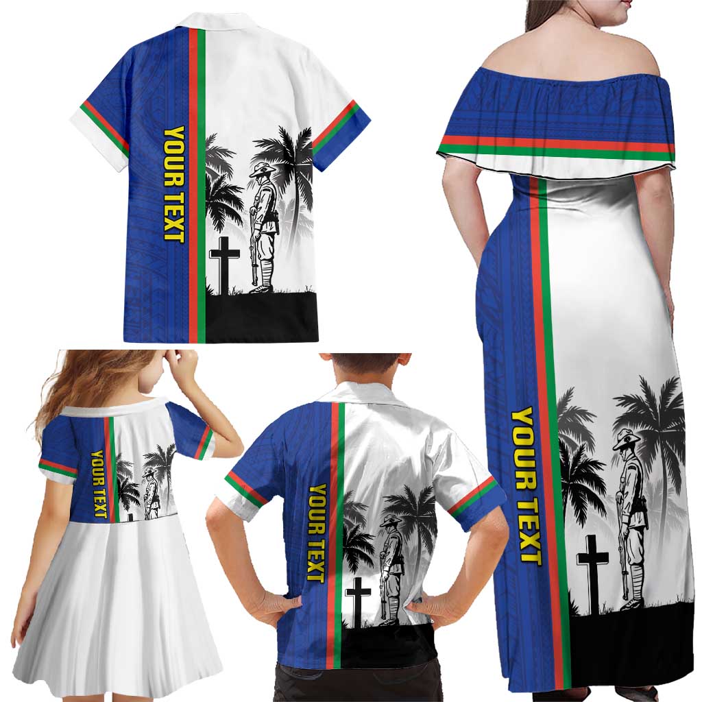 New Caledonia Armistice Day Family Matching Off Shoulder Maxi Dress and Hawaiian Shirt Lest We Forget Flag Style