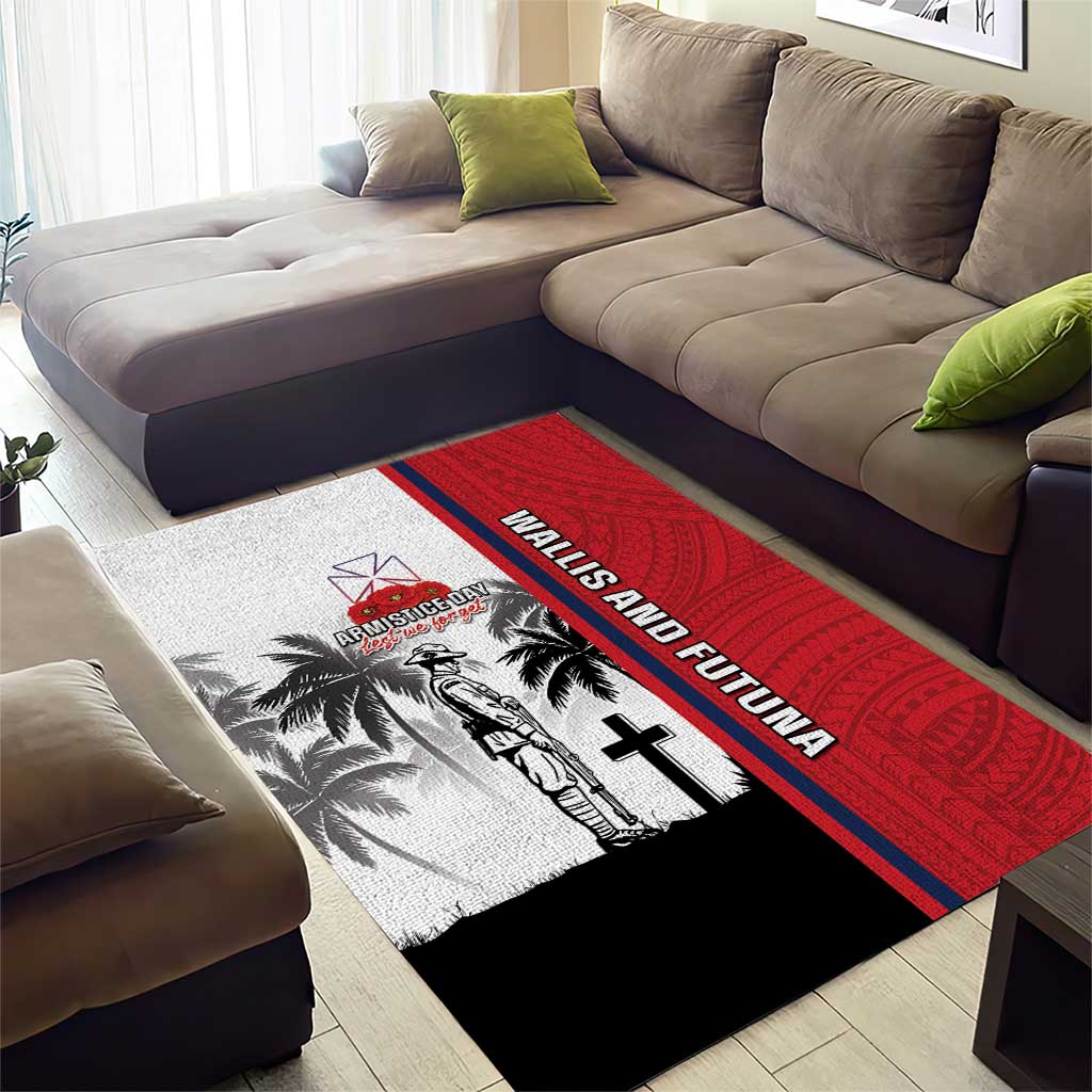 Wallis and Futuna Armistice Day Area Rug Lest We Forget Flag Style
