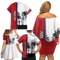 Wallis and Futuna Armistice Day Family Matching Off Shoulder Short Dress and Hawaiian Shirt Lest We Forget Flag Style