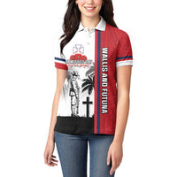 Wallis and Futuna Armistice Day Women Polo Shirt Lest We Forget Flag Style LT05 - Polynesian Pride