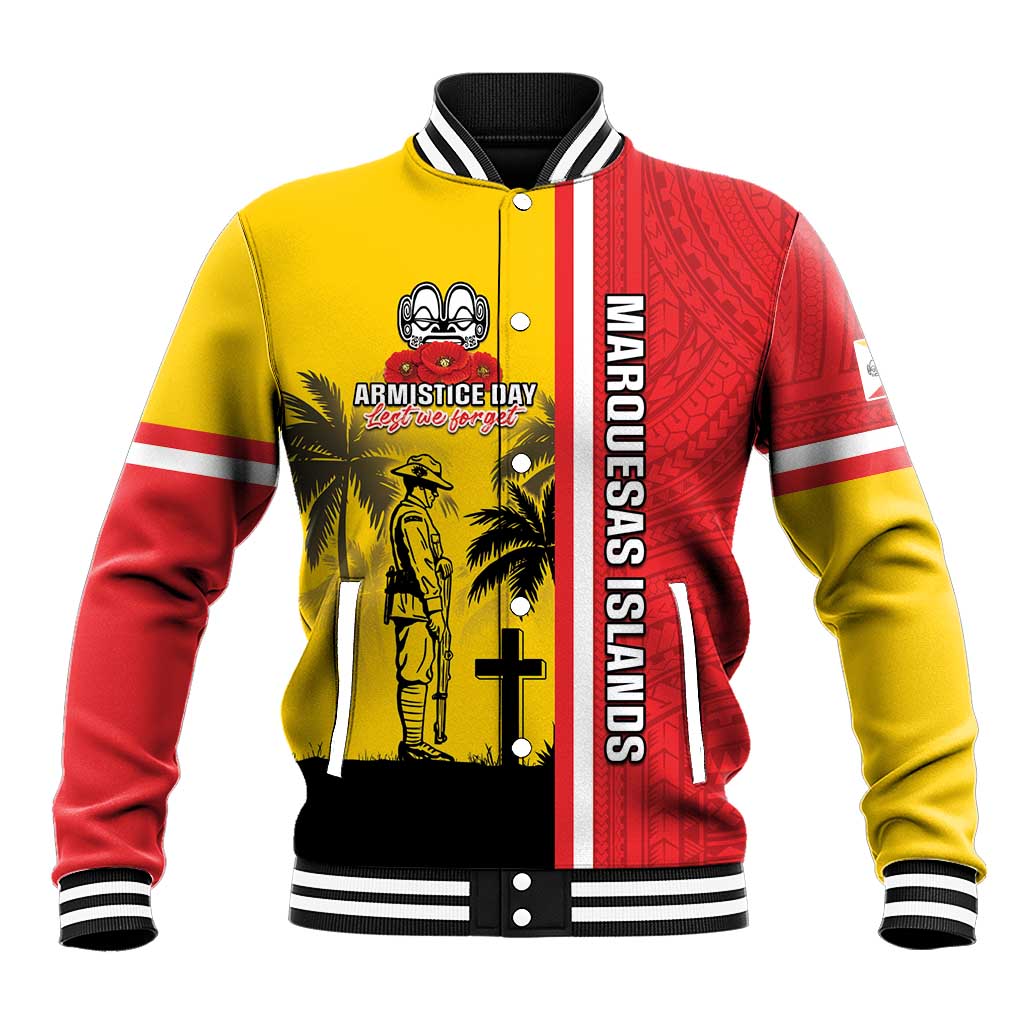 Marquesas Islands Armistice Day Baseball Jacket Lest We Forget Flag Style LT05 Unisex Yellow - Polynesian Pride