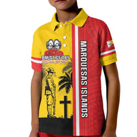 Marquesas Islands Armistice Day Kid Polo Shirt Lest We Forget Flag Style LT05 Kid Yellow - Polynesian Pride