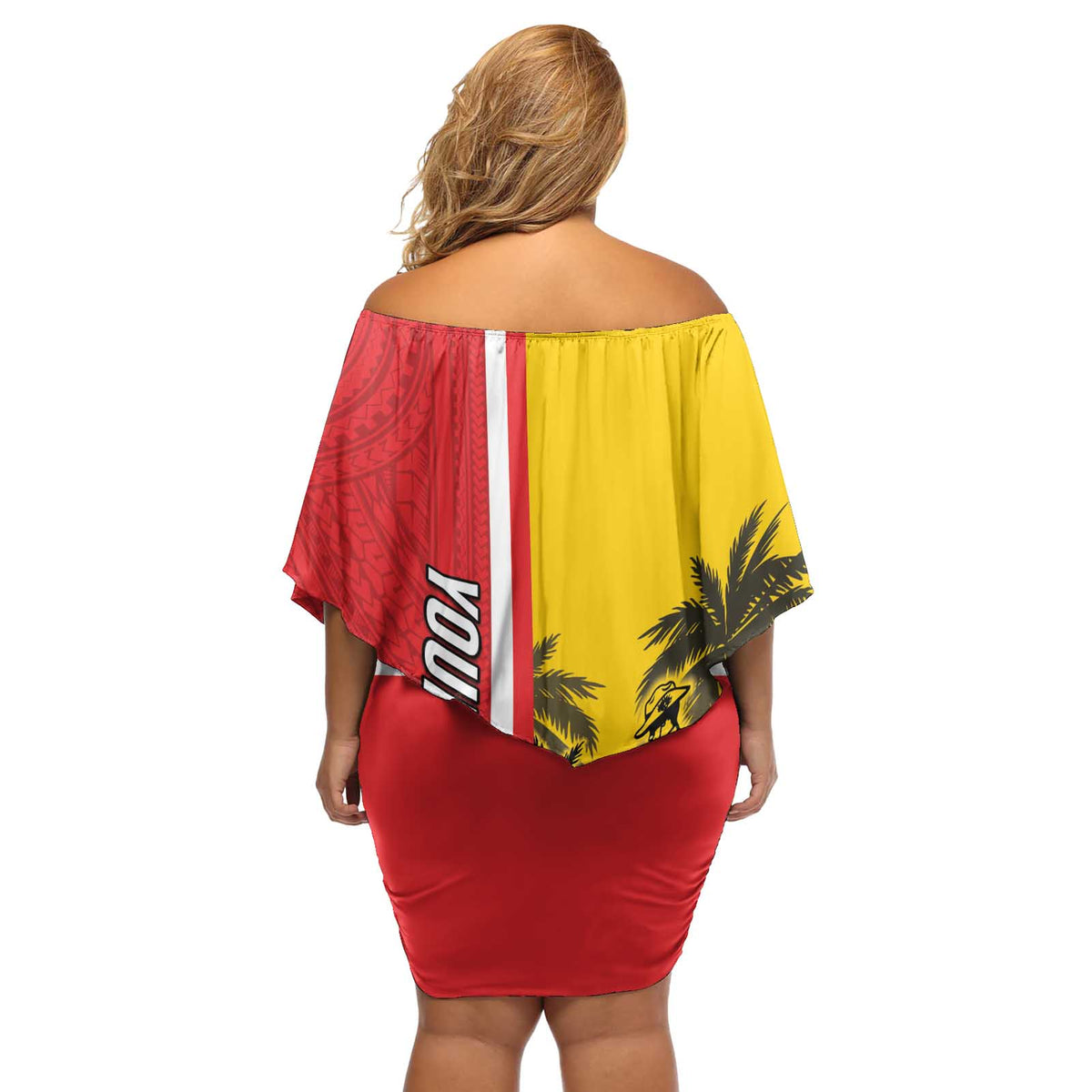 Marquesas Islands Armistice Day Off Shoulder Short Dress Lest We Forget Flag Style LT05 - Polynesian Pride