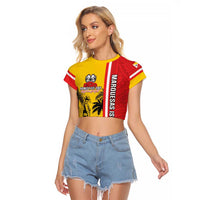 Marquesas Islands Armistice Day Raglan Cropped T Shirt Lest We Forget Flag Style LT05 Female Yellow - Polynesian Pride