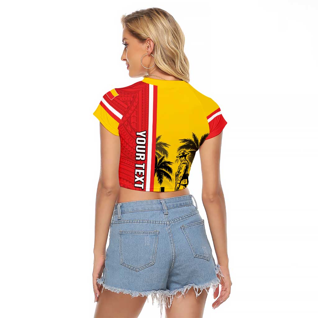 Marquesas Islands Armistice Day Raglan Cropped T Shirt Lest We Forget Flag Style LT05 - Polynesian Pride