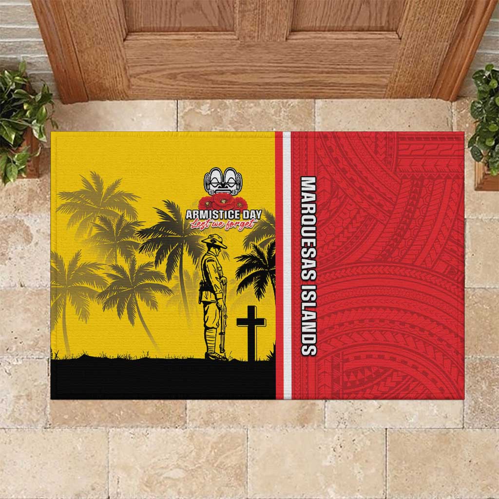 Marquesas Islands Armistice Day Rubber Doormat Lest We Forget Flag Style LT05 Yellow - Polynesian Pride