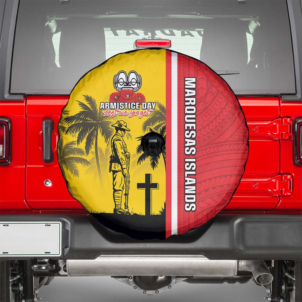 Marquesas Islands Armistice Day Spare Tire Cover Lest We Forget Flag Style