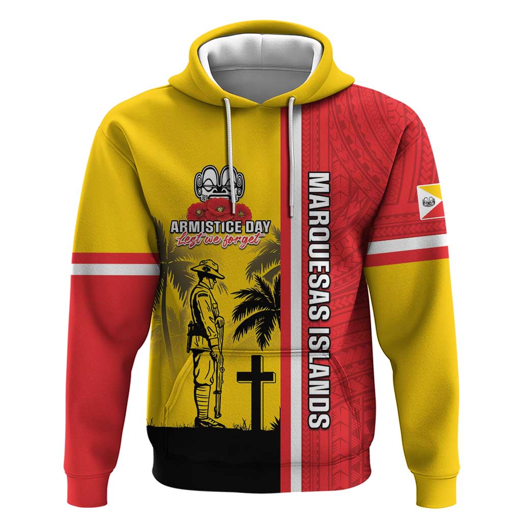 Marquesas Islands Armistice Day Zip Hoodie Lest We Forget Flag Style