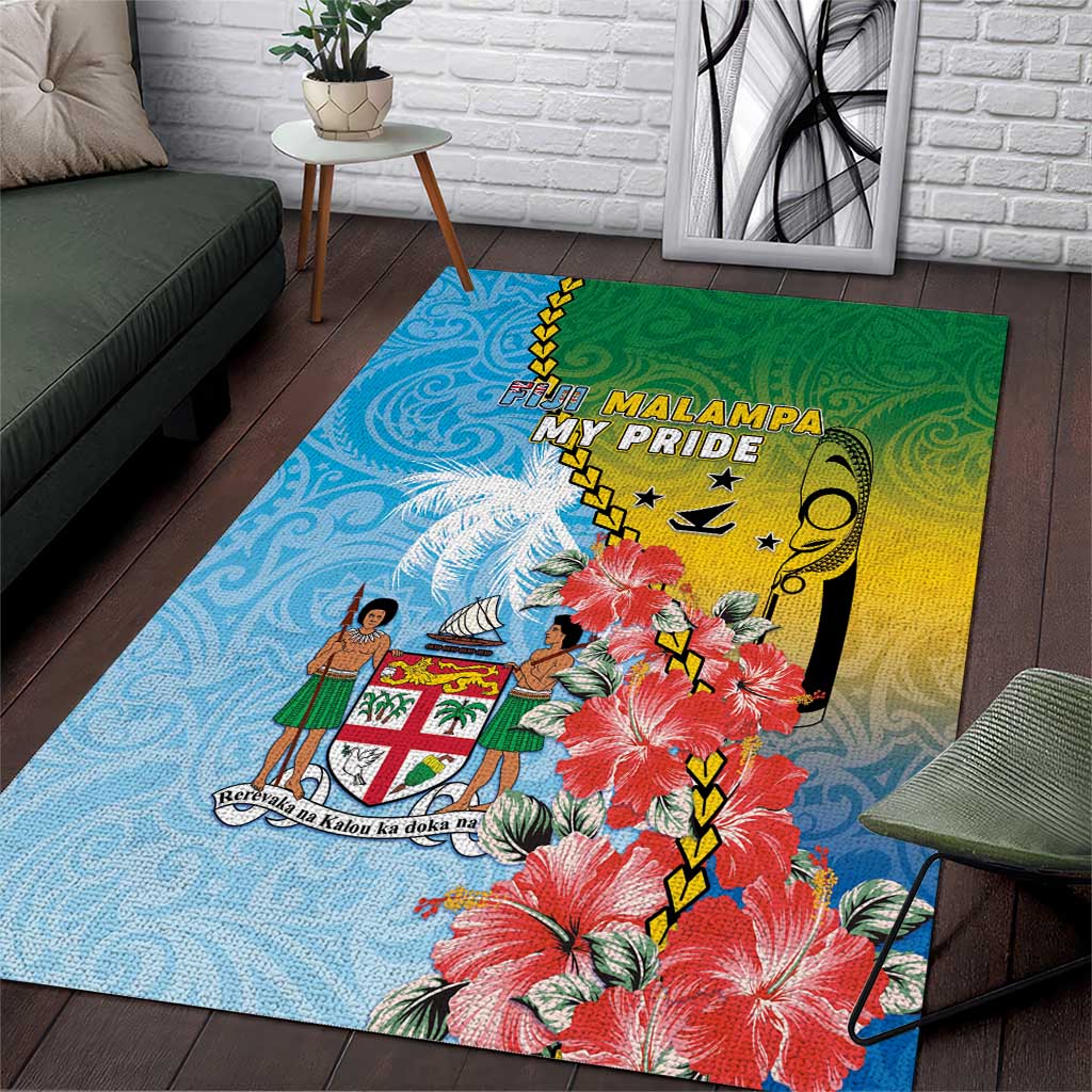 Malampa Fiji Day Area Rug Tribal Pattern With Tropical Flowers - Polynesian Pride