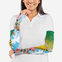 Personalised Malampa Fiji Day Arm Sleeves Tribal Pattern With Tropical Flowers - Polynesian Pride