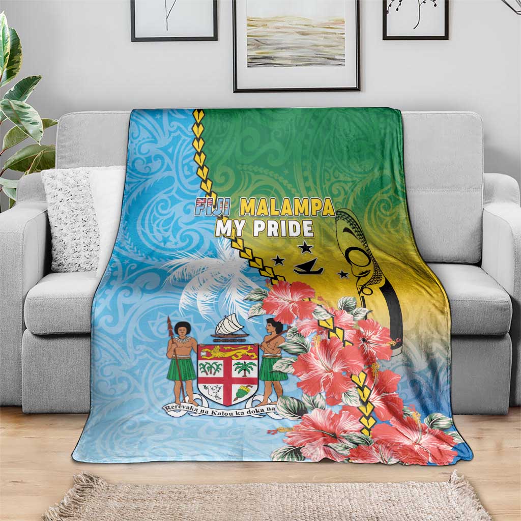 Malampa Fiji Day Blanket Tribal Pattern With Tropical Flowers - Polynesian Pride