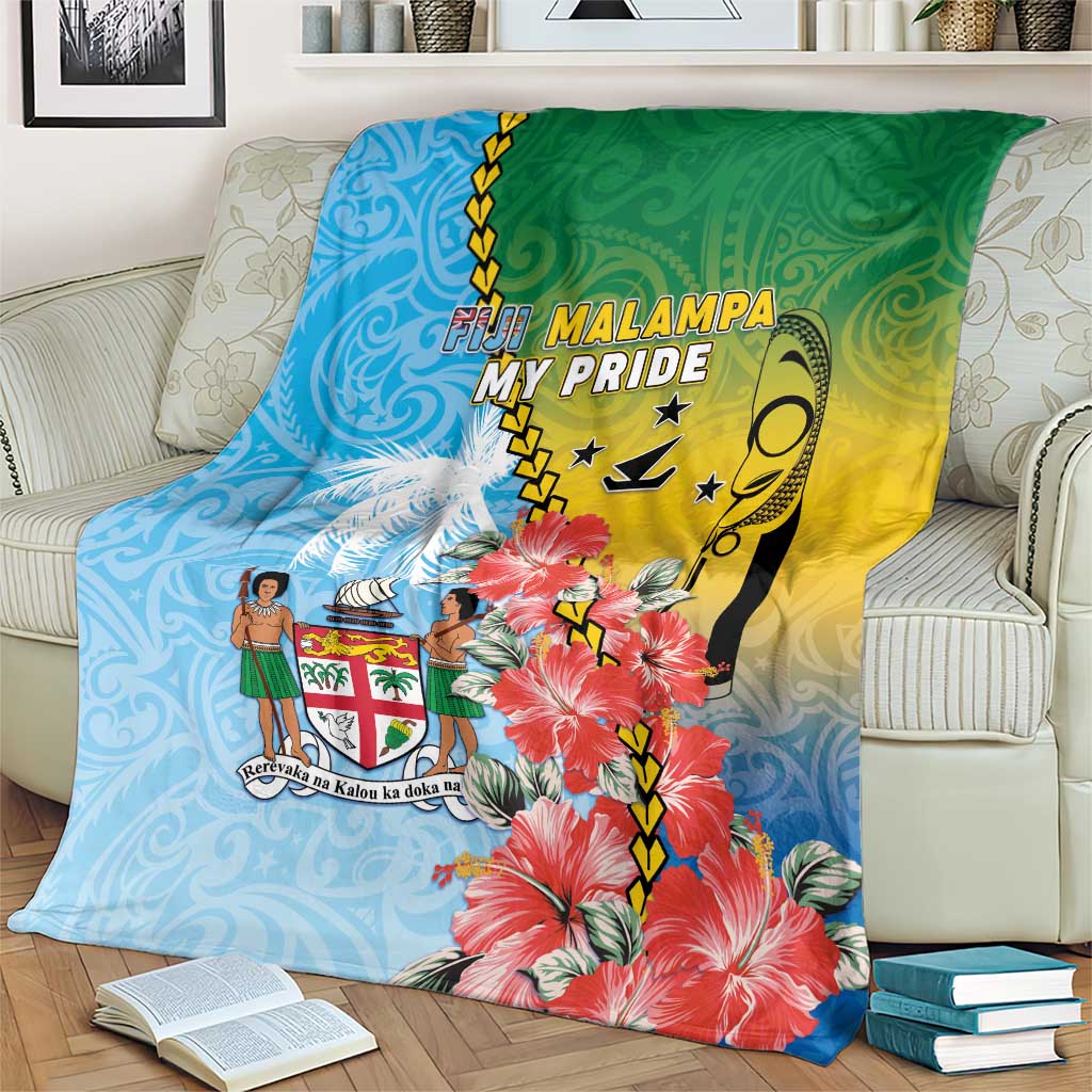 Malampa Fiji Day Blanket Tribal Pattern With Tropical Flowers - Polynesian Pride