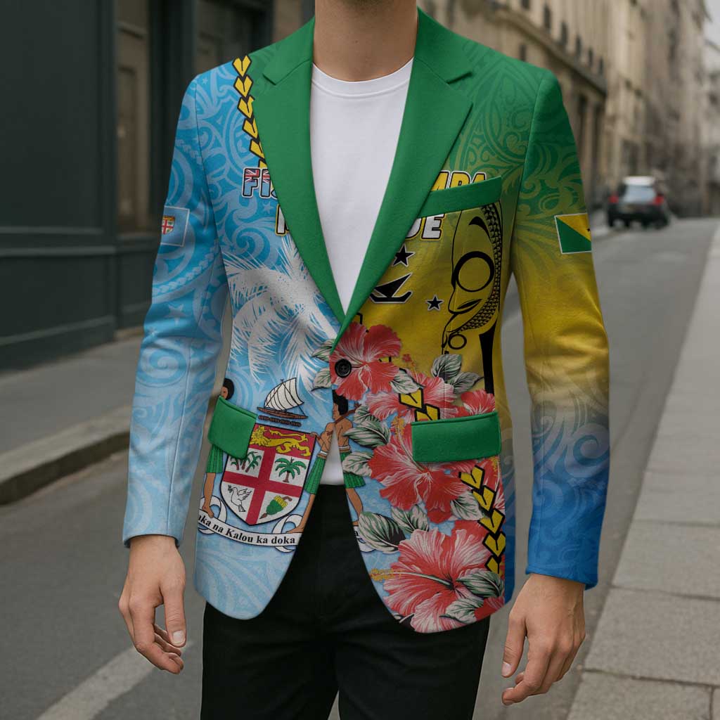 Personalised Malampa Fiji Day Blazer Tribal Pattern With Tropical Flowers - Polynesian Pride