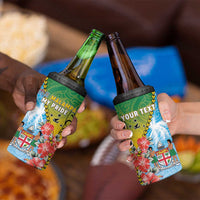 Personalised Malampa Fiji Day 4 in 1 Can Cooler Tumbler Tribal Pattern With Tropical Flowers - Polynesian Pride