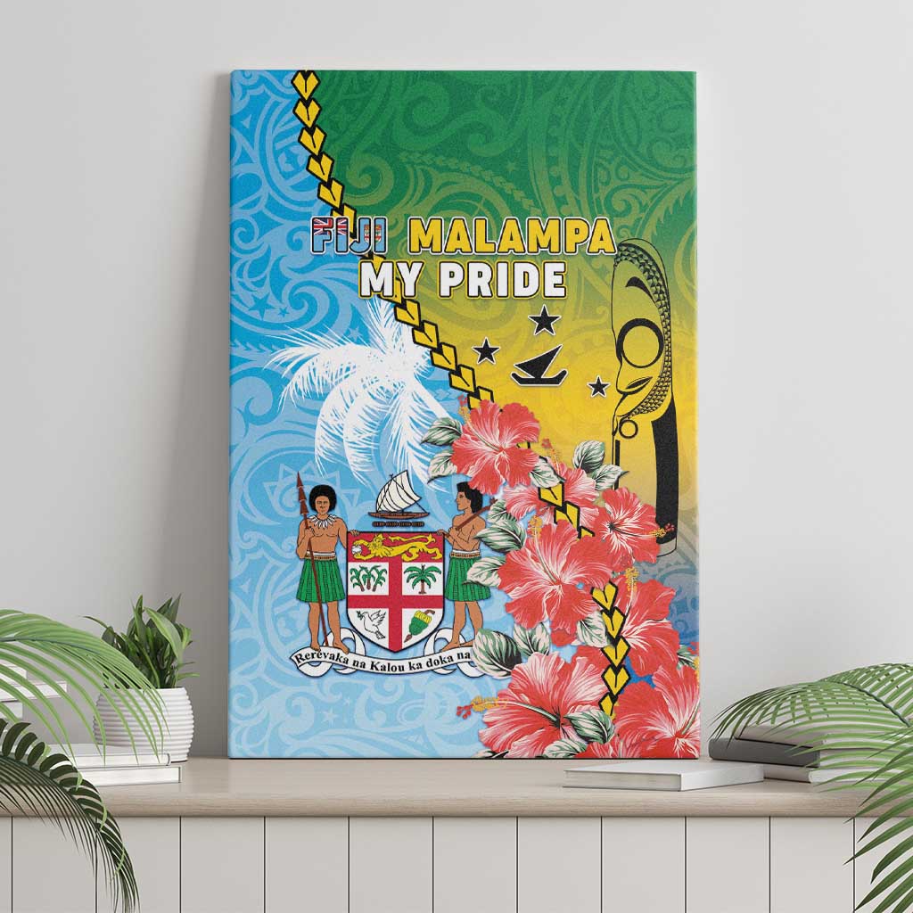 Malampa Fiji Day Canvas Wall Art Tribal Pattern With Tropical Flowers - Polynesian Pride