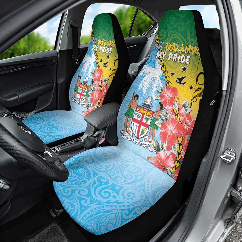 Malampa Fiji Day Car Seat Cover Tribal Pattern With Tropical Flowers - Polynesian Pride