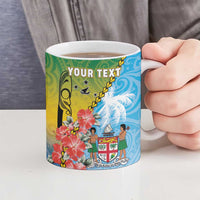 Personalised Malampa Fiji Day Ceramic Mug Tribal Pattern With Tropical Flowers - Polynesian Pride