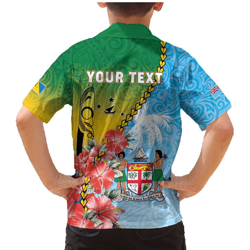 Personalised Malampa Fiji Day Family Matching Mermaid Dress and Hawaiian Shirt Tribal Pattern With Tropical Flowers - Polynesian Pride