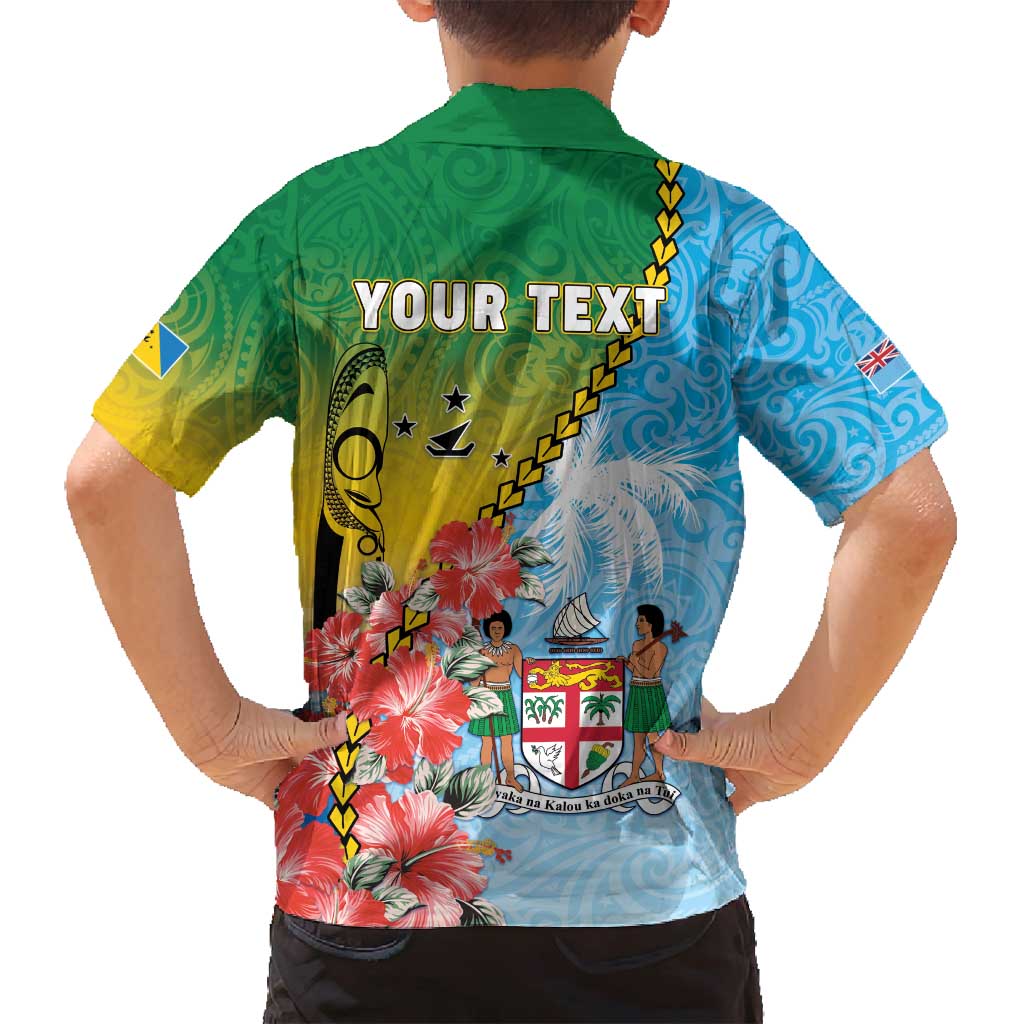 Personalised Malampa Fiji Day Family Matching Tank Maxi Dress and Hawaiian Shirt Tribal Pattern With Tropical Flowers - Polynesian Pride