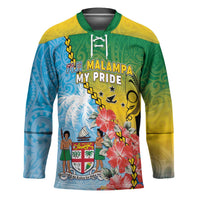 Personalised Malampa Fiji Day Hockey Jersey Tribal Pattern With Tropical Flowers - Polynesian Pride