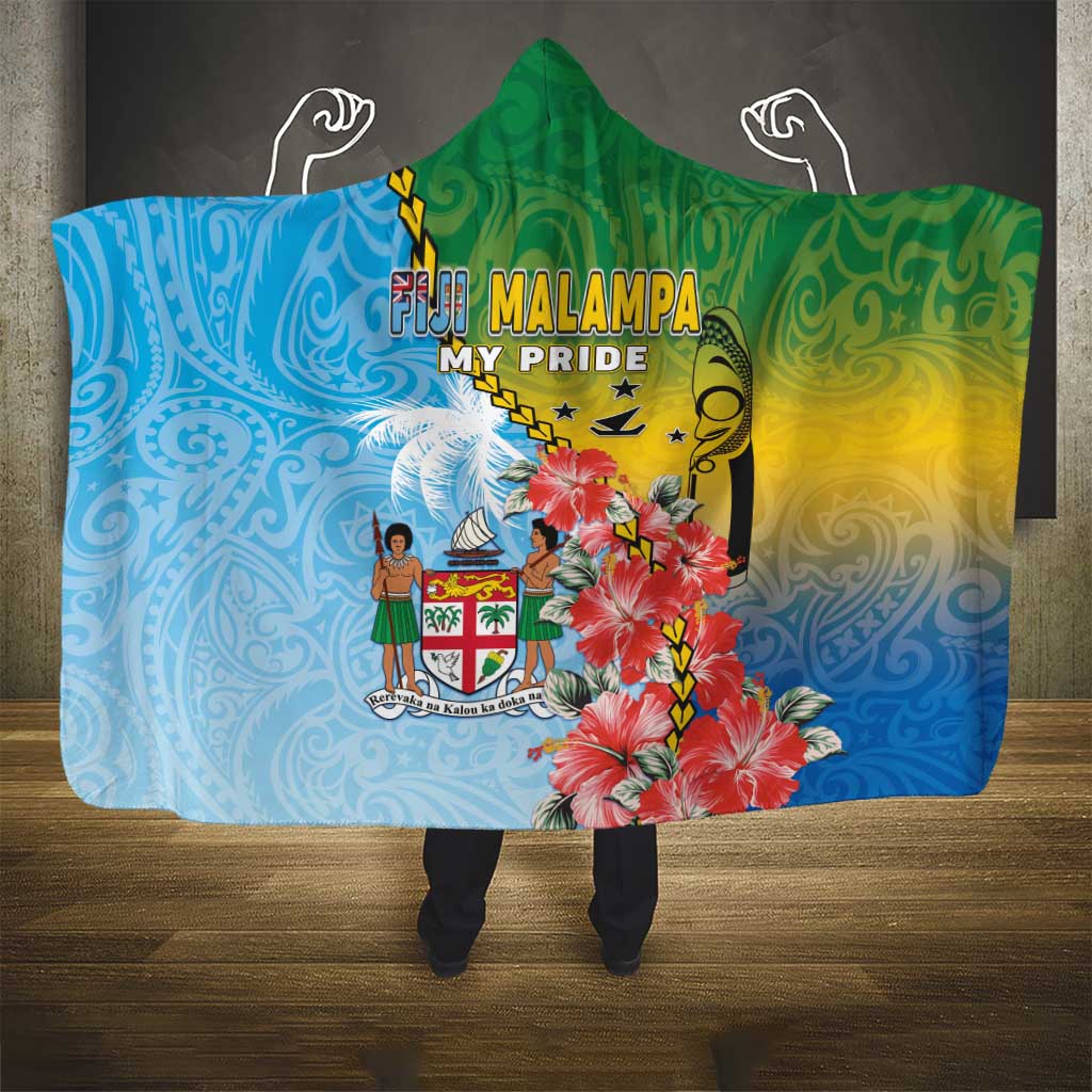 Malampa Fiji Day Hooded Blanket Tribal Pattern With Tropical Flowers - Polynesian Pride