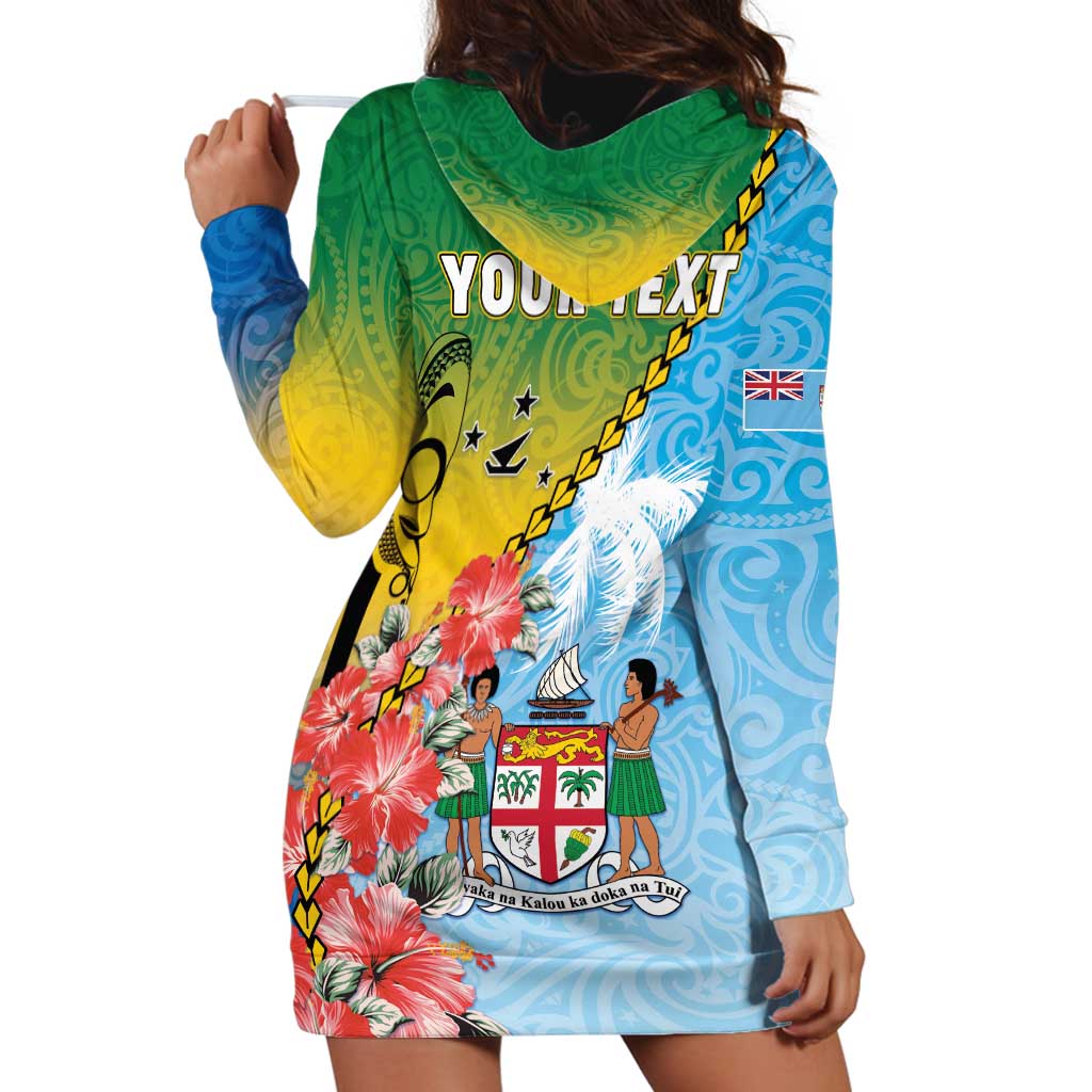 Personalised Malampa Fiji Day Hoodie Dress Tribal Pattern With Tropical Flowers - Polynesian Pride