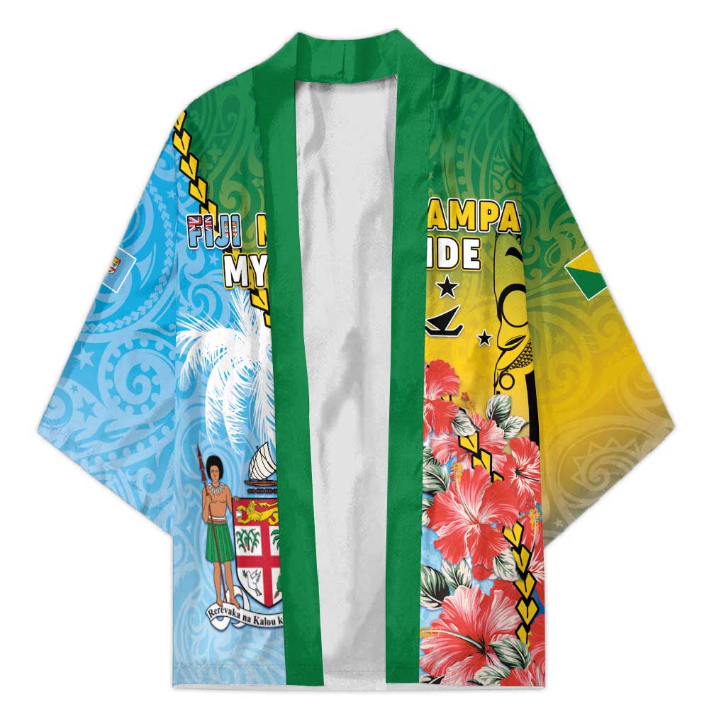 Personalised Malampa Fiji Day Kimono Tribal Pattern With Tropical Flowers - Polynesian Pride