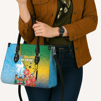 Malampa Fiji Day Leather Bag Tribal Pattern With Tropical Flowers - Polynesian Pride