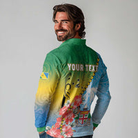 Personalised Malampa Fiji Day Long Sleeve Polo Shirt Tribal Pattern With Tropical Flowers LT05 - Polynesian Pride