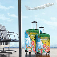 Malampa Fiji Day Luggage Cover Tribal Pattern With Tropical Flowers - Polynesian Pride