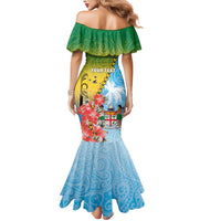 Personalised Malampa Fiji Day Mermaid Dress Tribal Pattern With Tropical Flowers - Polynesian Pride