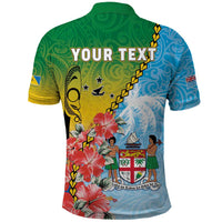 Personalised Malampa Fiji Day Polo Shirt Tribal Pattern With Tropical Flowers - Polynesian Pride
