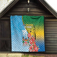 Malampa Fiji Day Quilt Tribal Pattern With Tropical Flowers - Polynesian Pride