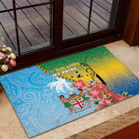 Malampa Fiji Day Rubber Doormat Tribal Pattern With Tropical Flowers - Polynesian Pride