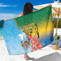 Malampa Fiji Day Sarong Tribal Pattern With Tropical Flowers - Polynesian Pride