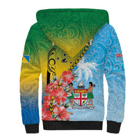 Personalised Malampa Fiji Day Sherpa Hoodie Tribal Pattern With Tropical Flowers - Polynesian Pride