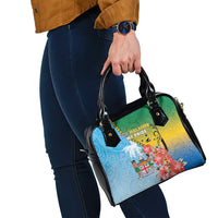 Malampa Fiji Day Shoulder Handbag Tribal Pattern With Tropical Flowers - Polynesian Pride