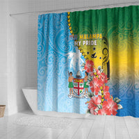 Malampa Fiji Day Shower Curtain Tribal Pattern With Tropical Flowers - Polynesian Pride