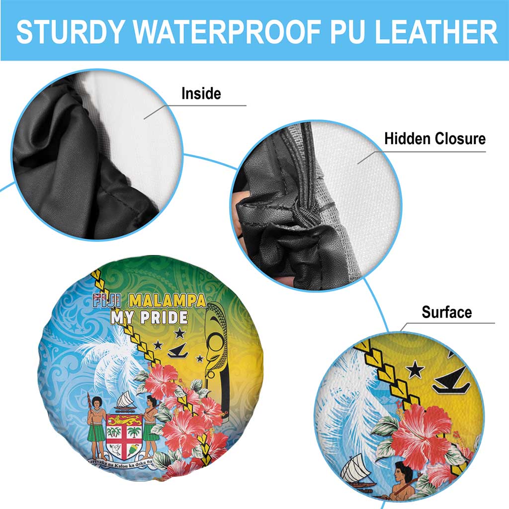 Malampa Fiji Day Spare Tire Cover Tribal Pattern With Tropical Flowers - Polynesian Pride