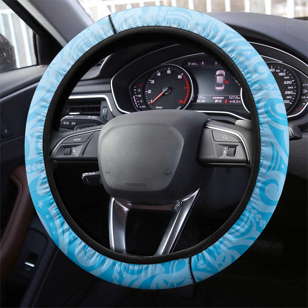 Malampa Fiji Day Steering Wheel Cover Tribal Pattern With Tropical Flowers - Polynesian Pride
