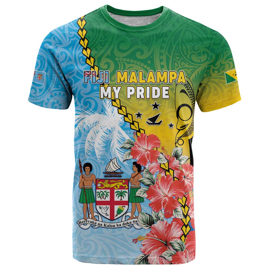 Personalised Malampa Fiji Day T Shirt Tribal Pattern With Tropical Flowers - Polynesian Pride
