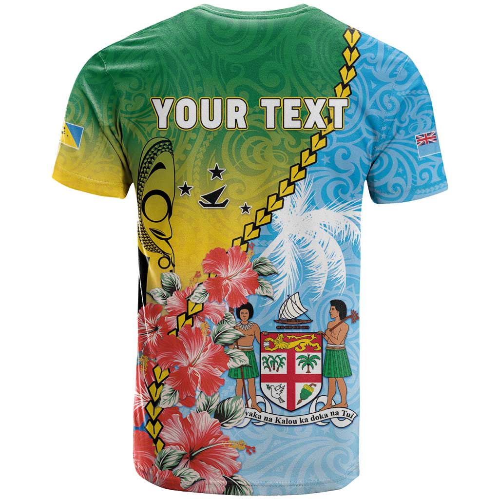 Personalised Malampa Fiji Day T Shirt Tribal Pattern With Tropical Flowers - Polynesian Pride