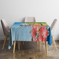 Malampa Fiji Day Tablecloth Tribal Pattern With Tropical Flowers - Polynesian Pride