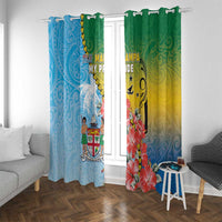 Malampa Fiji Day Window Curtain Tribal Pattern With Tropical Flowers - Polynesian Pride