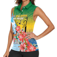 Personalised Malampa Fiji Day Women Sleeveless Polo Shirt Tribal Pattern With Tropical Flowers - Polynesian Pride
