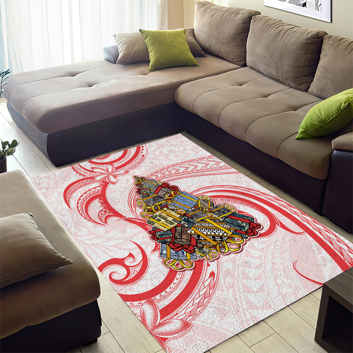 Happy Boxing Day Area Rug Polynesian Gift Boxes Christmas Tree LT05 - Polynesian Pride