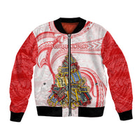 Personalized Happy Boxing Day Bomber Jacket Polynesian Gift Boxes Christmas Tree LT05 Unisex Red - Polynesian Pride